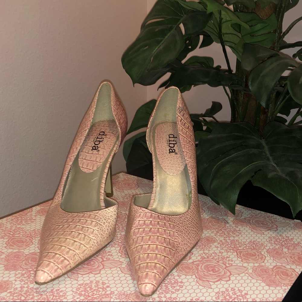 Blush Alligator skin like heels.